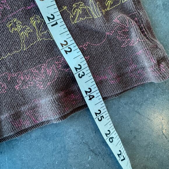 Vintage Y2k Palm Tree Arizona Brown Multicolor Pink Ribbed Knit Racerback Tank M - Picture 5 of 5